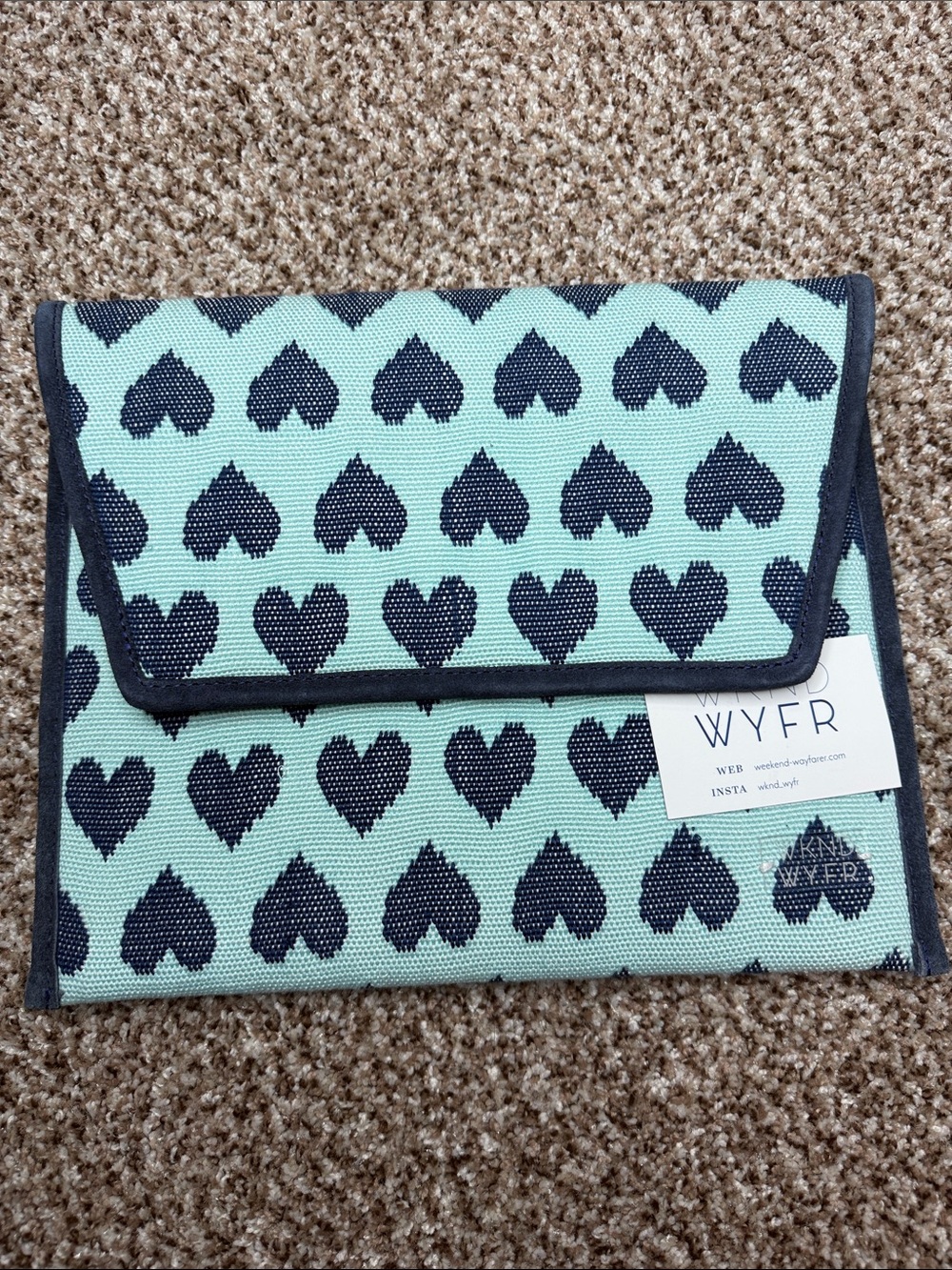 Blue Heart Pattern “Sweater Weather Clutch” WKND WYFR